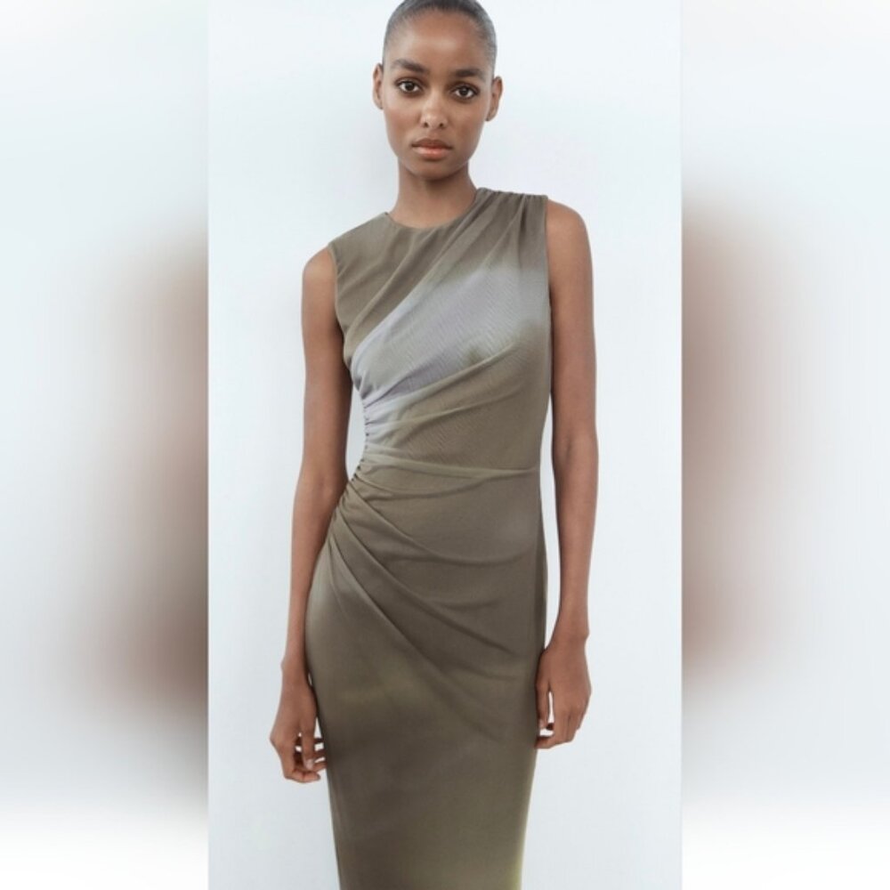 ZARA DRAPED MIDI DRESS